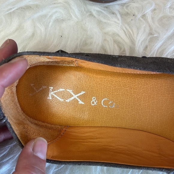 YKX&CO Gray Cloth Studded Round Toe Ballet Flat Size EU 39 - Picture 10 of 13